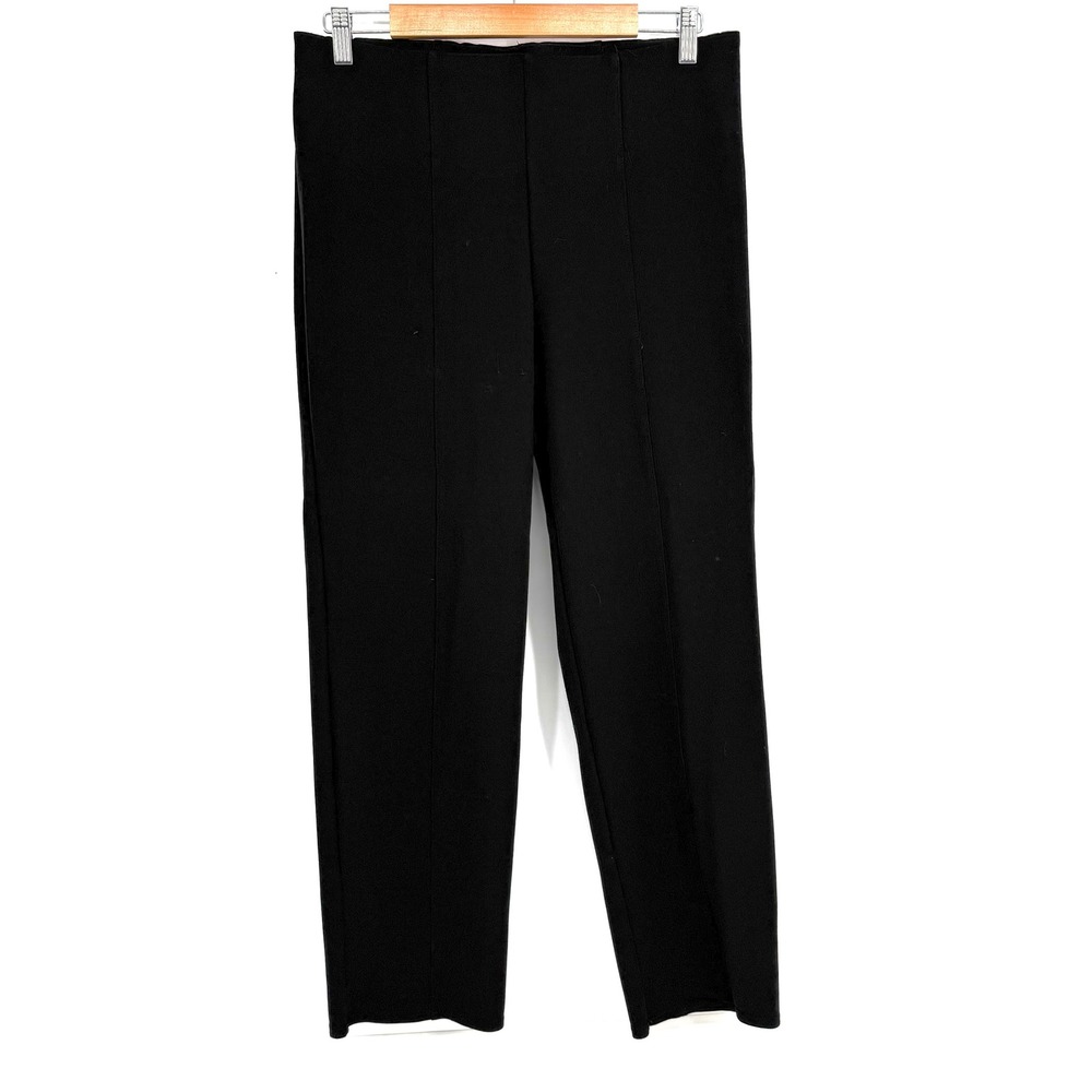 Slim Factor by Investments Womens Black Slim Straight Leg Pintuck Pants Sz L